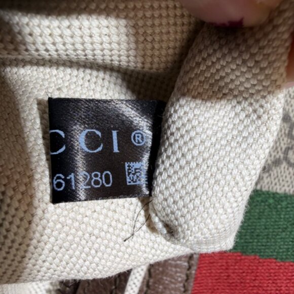 Gucci Beige Ophidia Medium Shoulder Bag with Green and Red Stripe - Picture 5 of 10